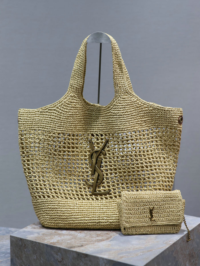 Saint Laurent Icare In Raffia Beige 772191
