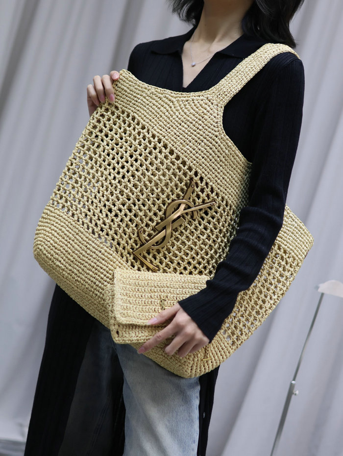 Saint Laurent Icare In Raffia Beige 772191