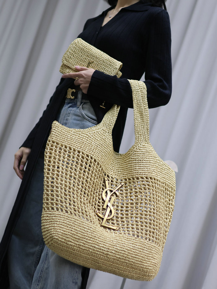 Saint Laurent Icare In Raffia Beige 772191