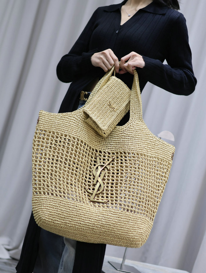 Saint Laurent Icare In Raffia Beige 772191
