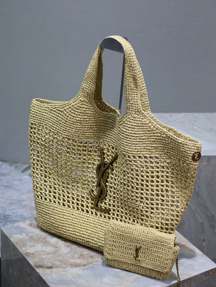 Saint Laurent Icare In Raffia Beige 772191