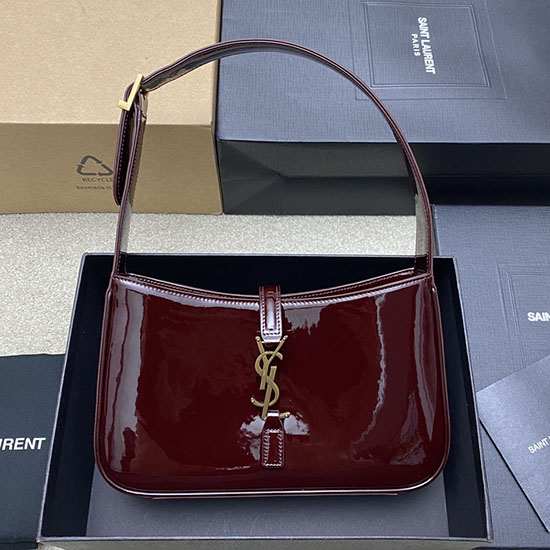 Saint Laurent Monogram Paten Leahter Hobo Bag Burgundy 657228