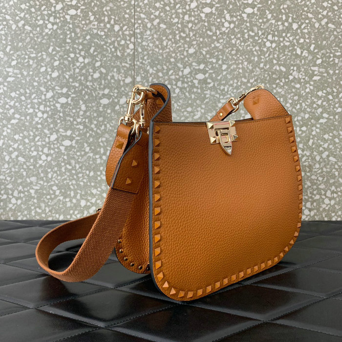 Valentino Garavani Rockstud Hobo Bag Camel V0042