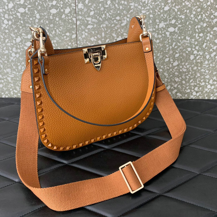 Valentino Garavani Rockstud Hobo Bag Camel V0042