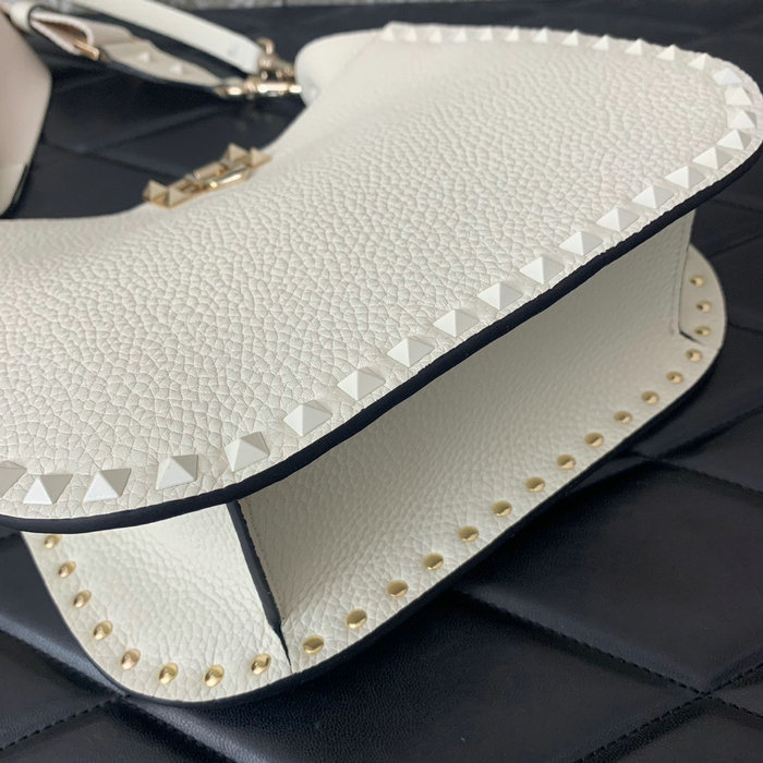 Valentino Garavani Rockstud Hobo Bag White V0042