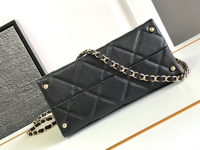 Chanel Grain Calfskin Shoulder Bag Black AS47111