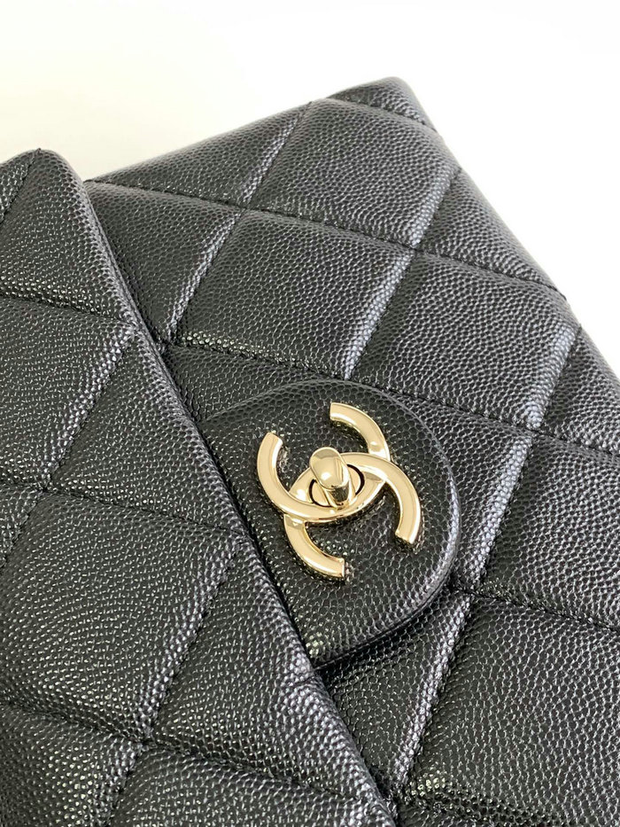 Chanel Grain Calfskin Shoulder Bag Black AS47111