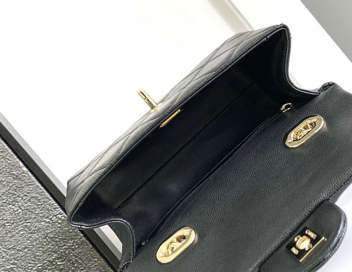 Chanel Grain Calfskin Shoulder Bag Black AS47111