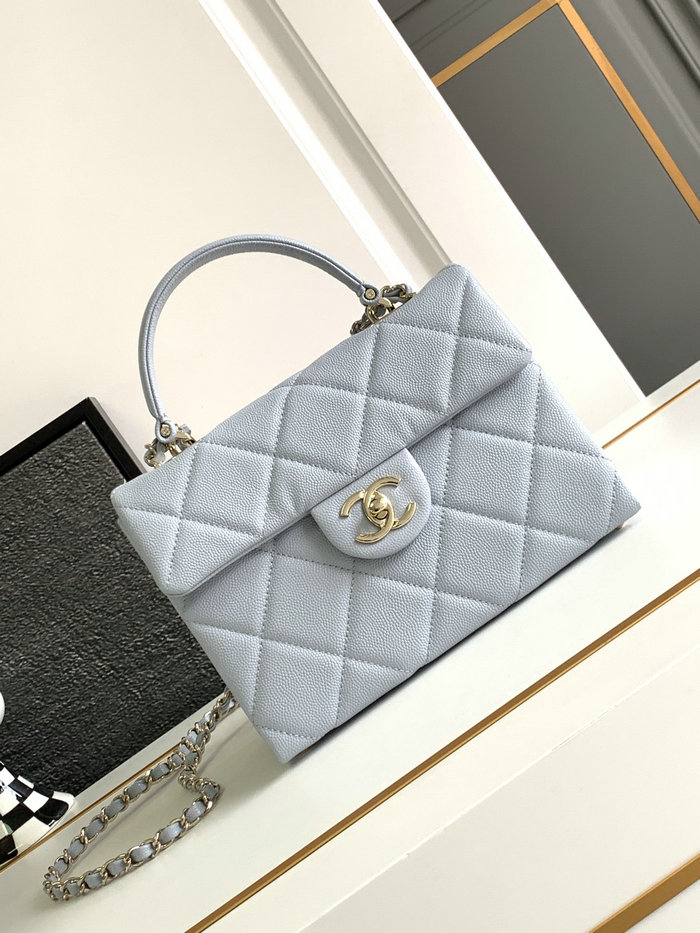 Chanel Grain Calfskin Shoulder Bag Blue AS47111