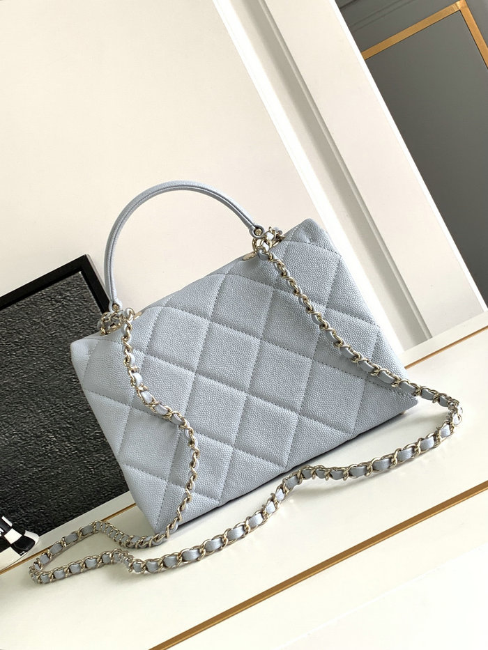Chanel Grain Calfskin Shoulder Bag Blue AS47111