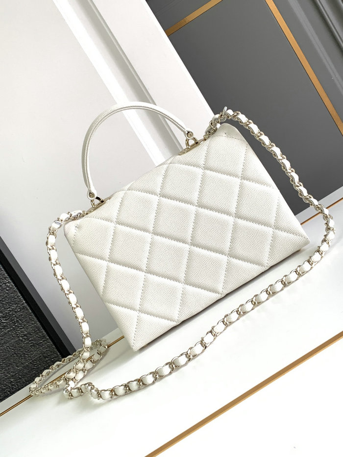 Chanel Grain Calfskin Shoulder Bag White AS47111