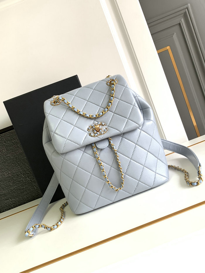 Chanel Lambskin Backpack Blue AS4762