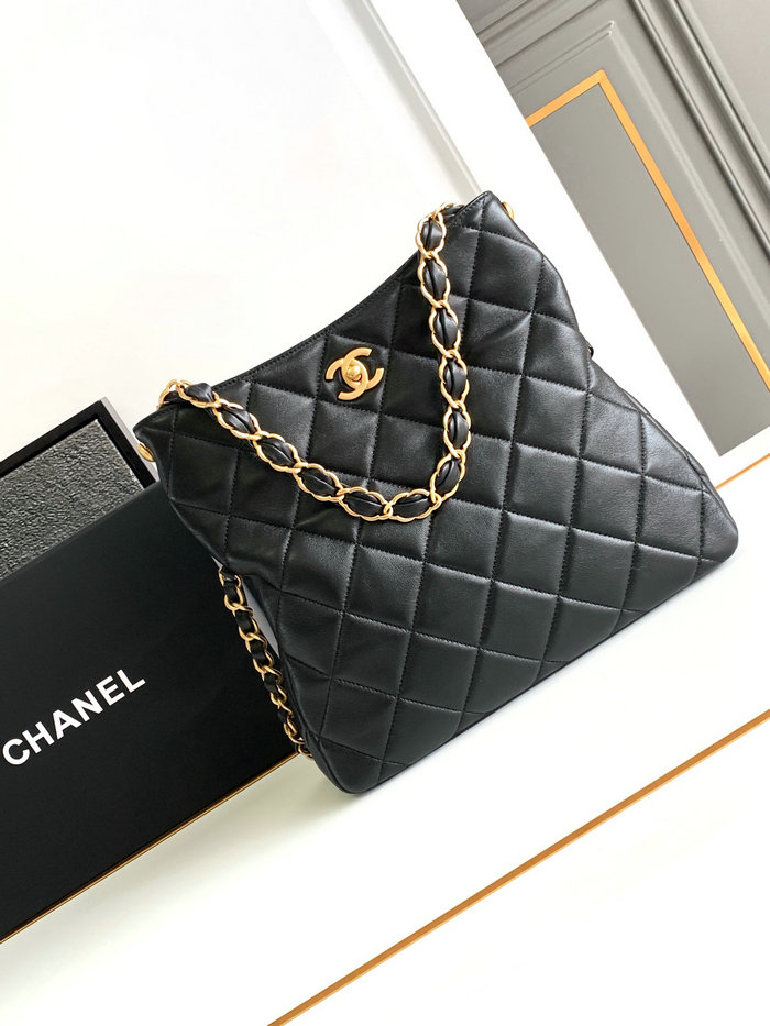 Chanel Lambskin Hobo Bag Black AS4754