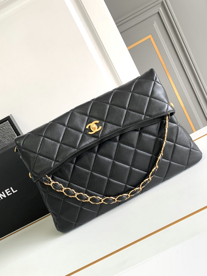 Chanel Lambskin Hobo Bag Black AS4777