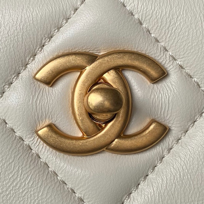 Chanel Lambskin Hobo Bag White AS4754