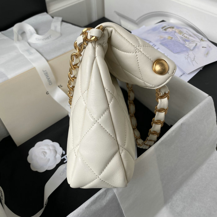 Chanel Lambskin Hobo Bag White AS4754