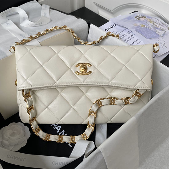 Chanel Lambskin Hobo Bag White AS4754