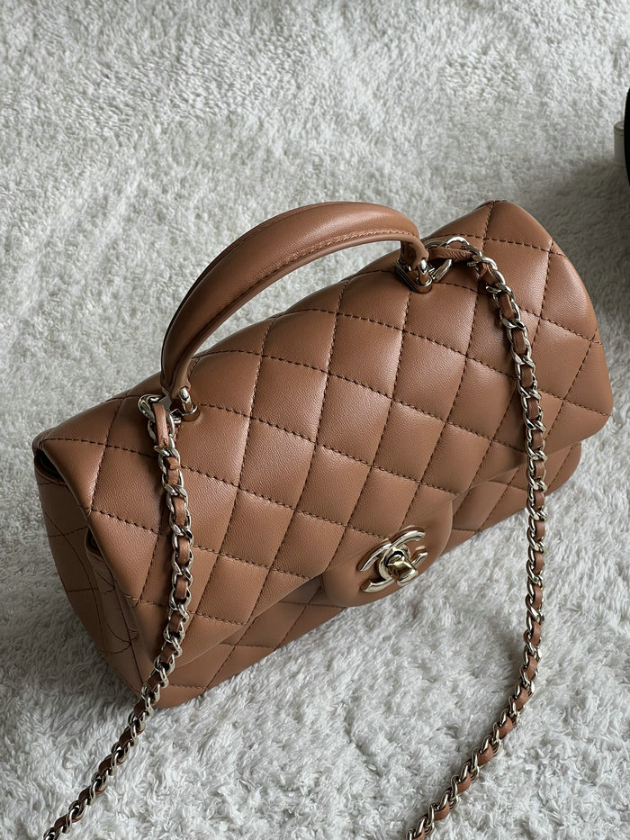 Chanel Lambskin Mini Flap Bag Brown AS2431