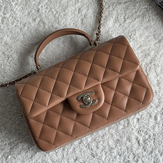 Chanel Lambskin Mini Flap Bag Brown AS2431