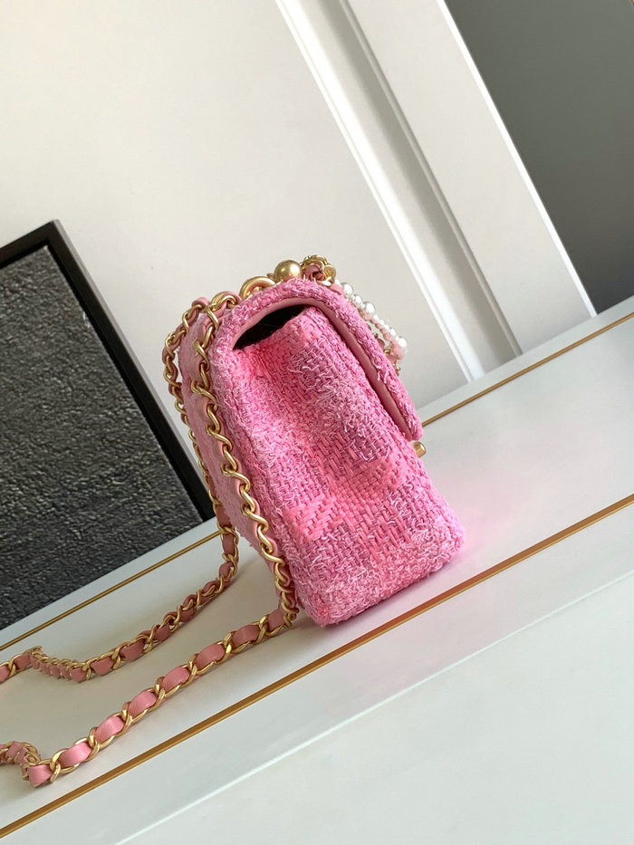Chanel Tweed Mini Flap Bag Pink A54385