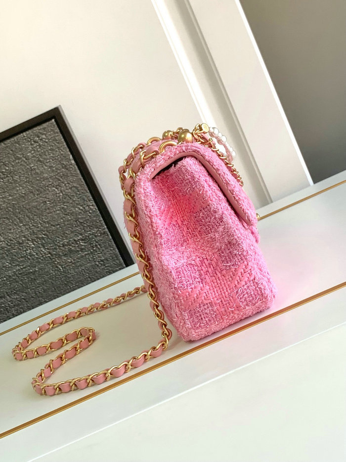 Chanel Tweed Mini Flap Bag Pink AS4384