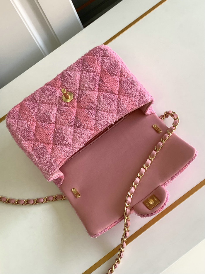 Chanel Tweed Mini Flap Bag Pink AS4384