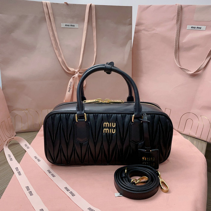 Miu Miu Arcadie Matelasse Nappa Leather Bag Black 5BB148