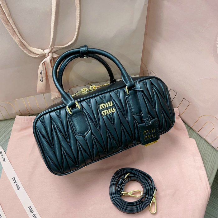 Miu Miu Arcadie Matelasse Nappa Leather Bag Black 5BB148