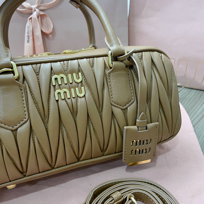 Miu Miu Arcadie Matelasse Nappa Leather Bag Khaki 5BB148