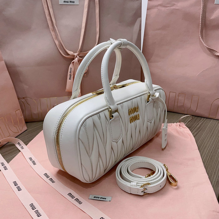 Miu Miu Arcadie Matelasse Nappa Leather Bag White 5BB148