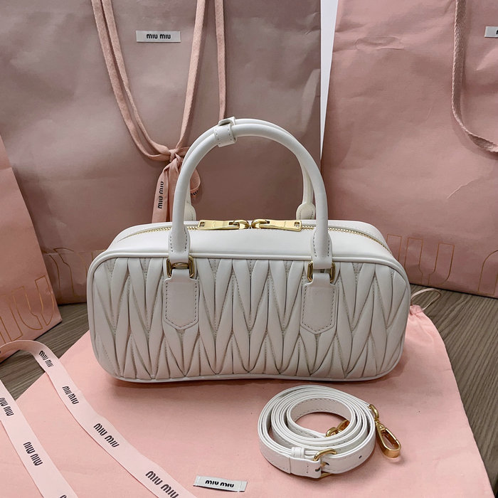 Miu Miu Arcadie Matelasse Nappa Leather Bag White 5BB148