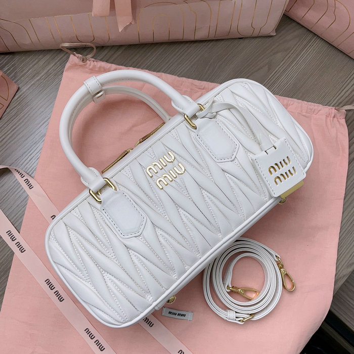 Miu Miu Arcadie Matelasse Nappa Leather Bag White 5BB148