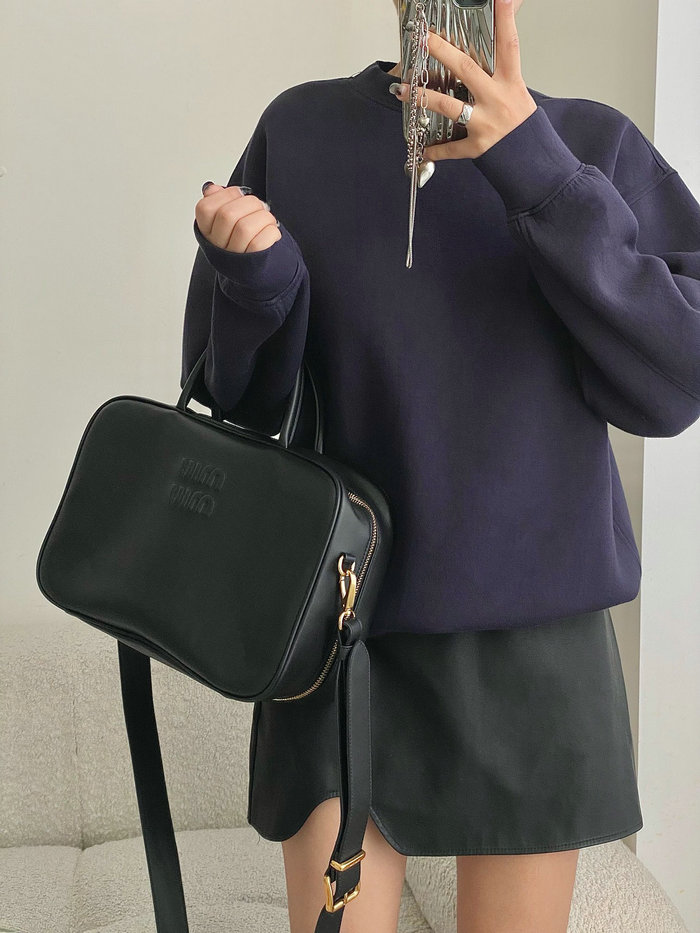 Miu Miu Leather top-handle bag with Strap Black 5BB117