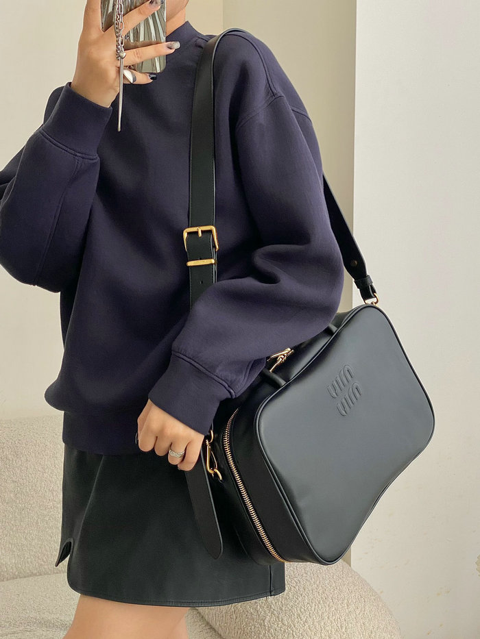 Miu Miu Leather top-handle bag with Strap Black 5BB117