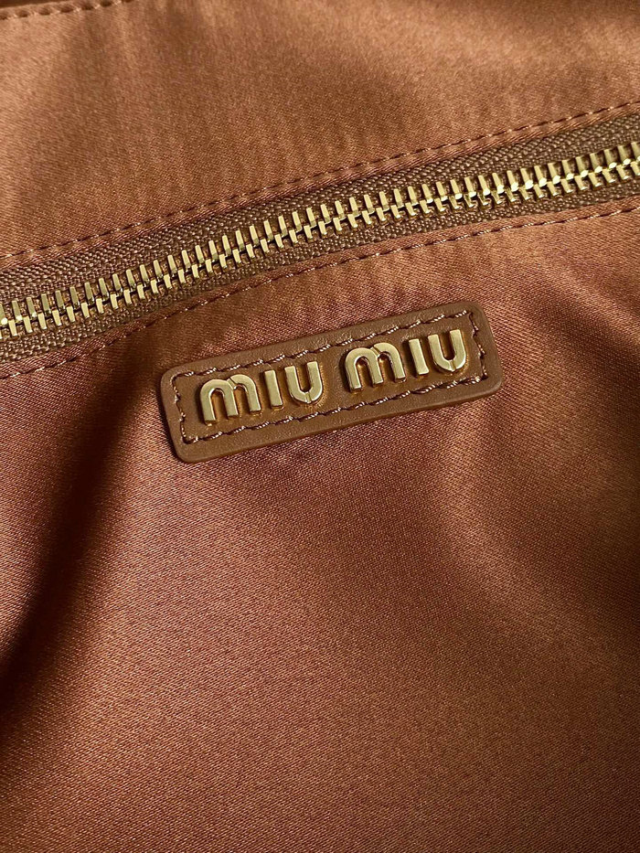 Miu Miu Leather top-handle bag with Strap Camel 5BB117