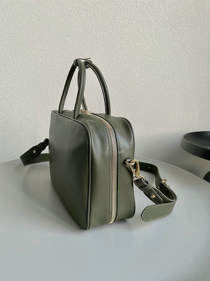 Miu Miu Leather top-handle bag with Strap Green 5BB117