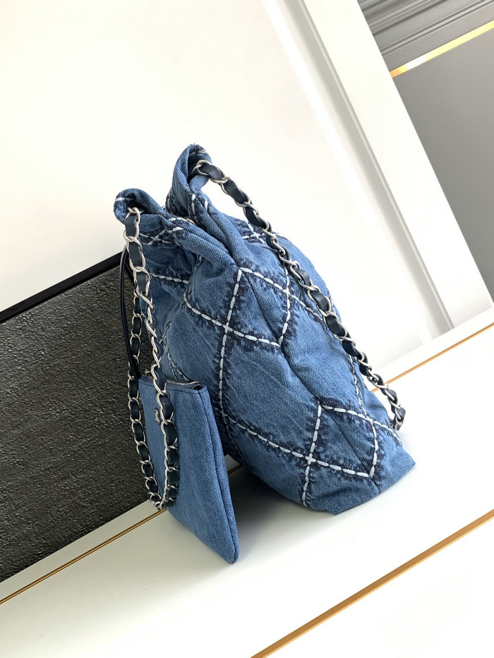 Small Chanel 22 Denim Handbag AS3260