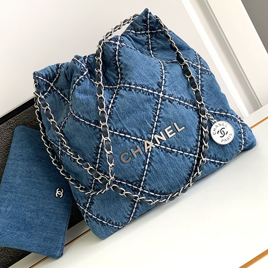 Small Chanel 22 Denim Handbag AS3260