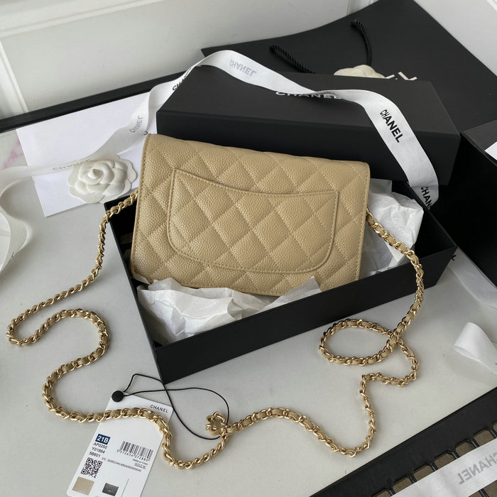 Chanel Caviar WOC Chain Wallet Beige A33814