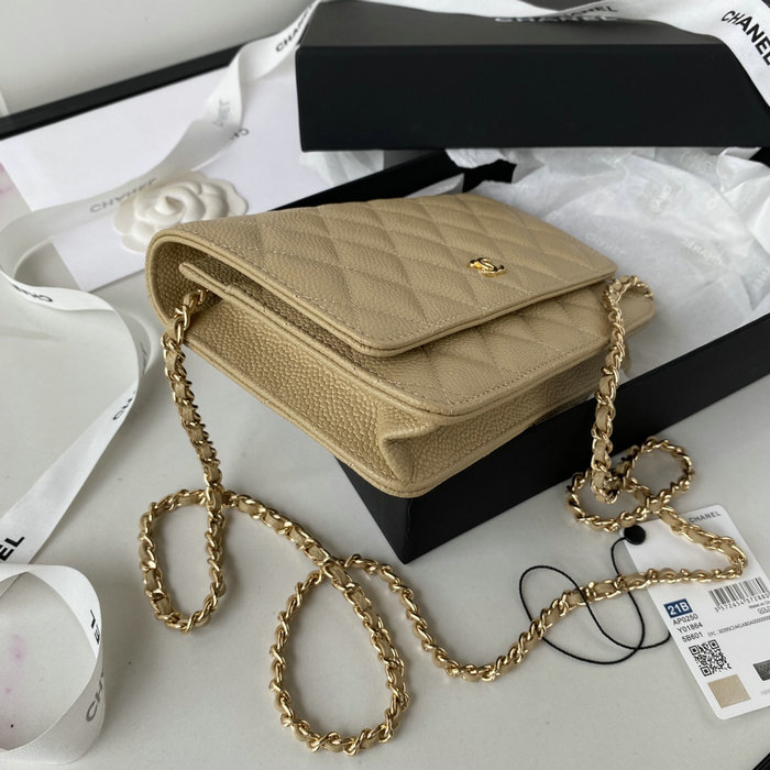 Chanel Caviar WOC Chain Wallet Beige A33814