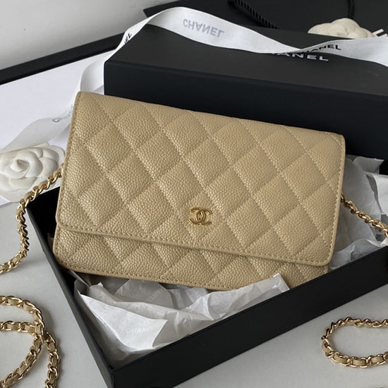 Chanel Caviar WOC Chain Wallet Beige A33814