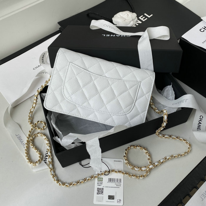 Chanel Caviar WOC Chain Wallet White A33814