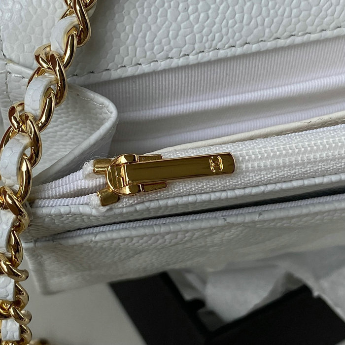 Chanel Caviar WOC Chain Wallet White A33814