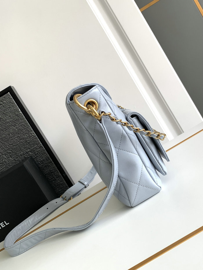 Chanel Hobo Handbag Blue AS4743