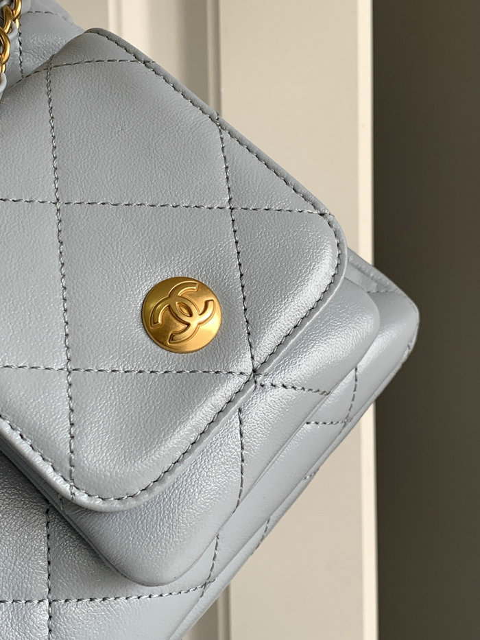 Chanel Hobo Handbag Blue AS4743