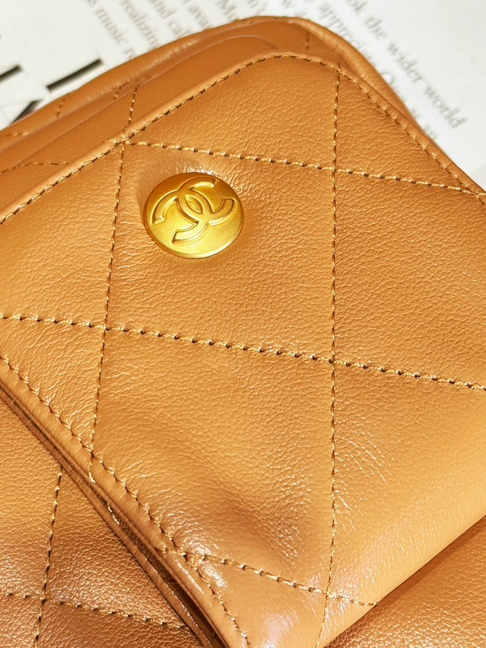 Chanel Hobo Handbag Brown AS4743