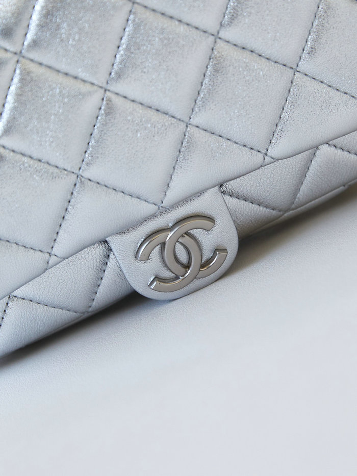 Chanel Lambskin Backpack Silver AS4621