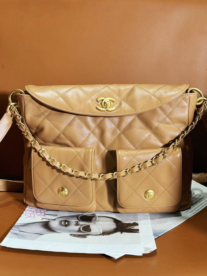 Chanel Large Hobo Bag Brown AS4668