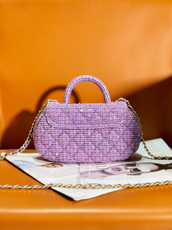 Chanel Tweed Bag with Top Handle Purple AS4569