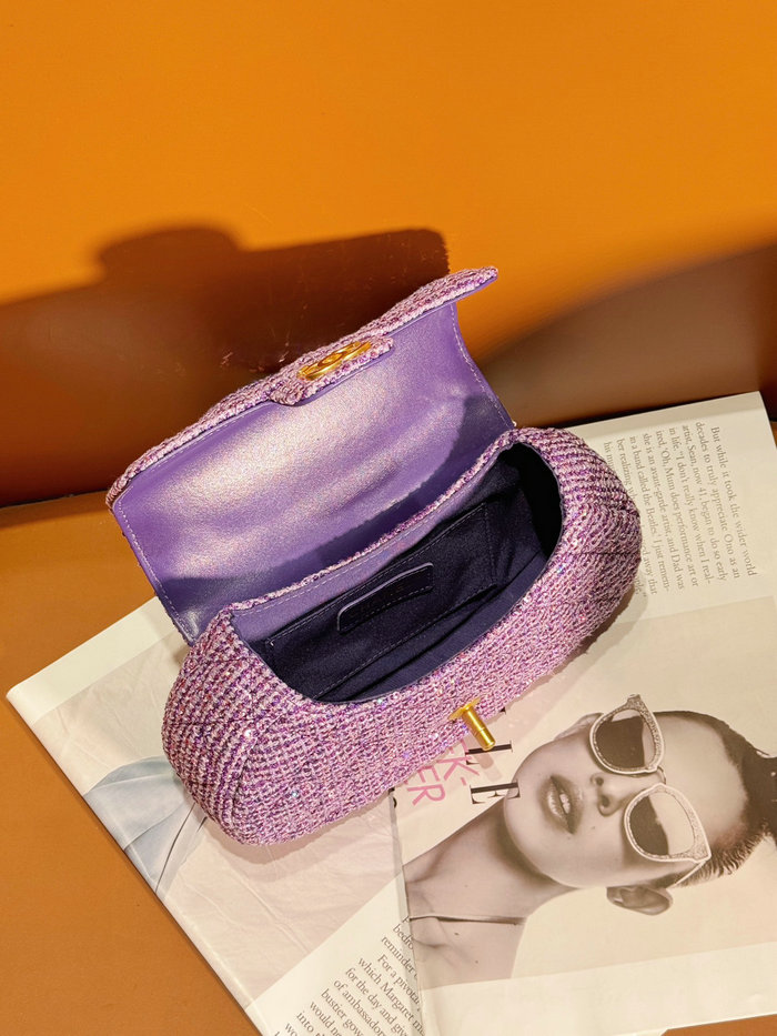 Chanel Tweed Bag with Top Handle Purple AS4569